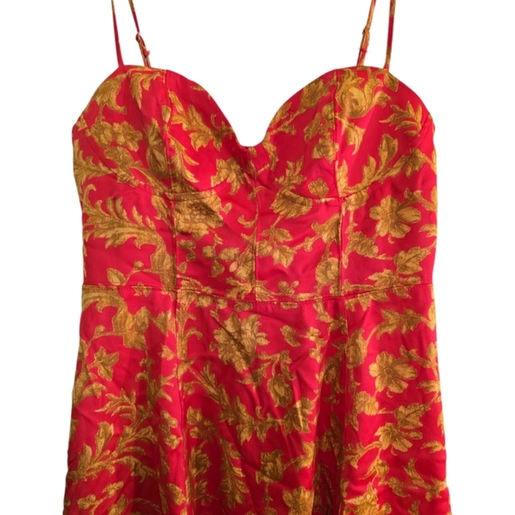Urban Outfitters Orion Red Floral Bustier Mini Dress Print Large Corset Look - Picture 5 of 11